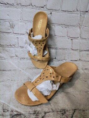 Vionic Wedge 8 Maggie Leather Camel Orthaheel Shoes